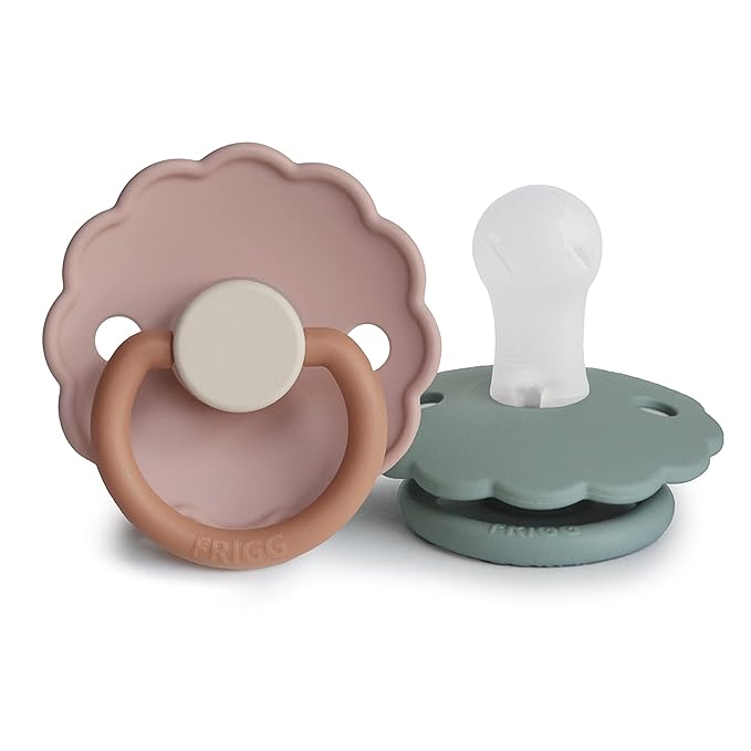 FRIGG Daisy SilkySoft Silicone Baby Pacifier | Made in Denmark | BPA-Free (Biscuit/Lily Pad, 0-6 Months)