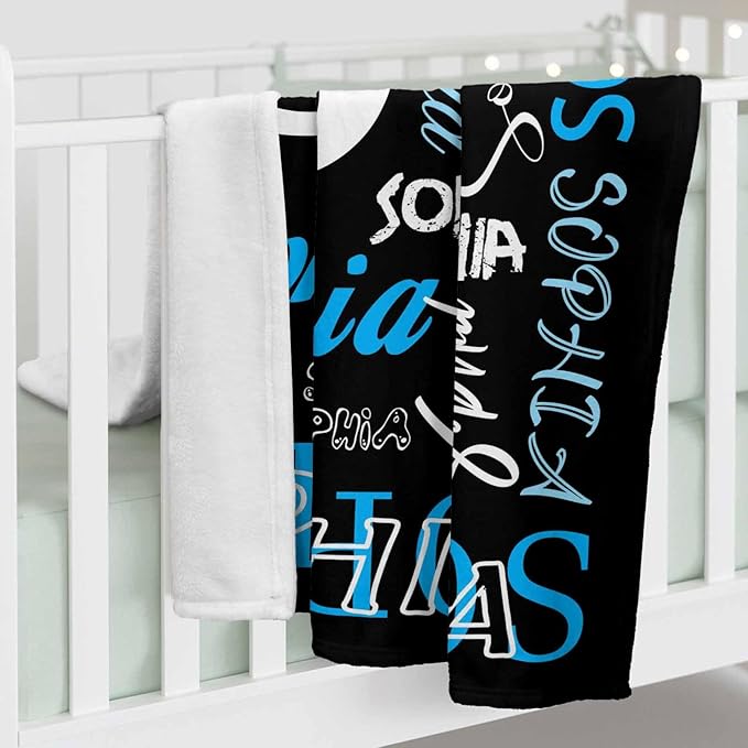 Custom Baby Blanket for Boys Girls, Personalized Kids Blanket with Name for Son Daughter, Ultra-Soft Cozy Flannel Fleece Blankets Soft Plush Receiving for Newborns, Newborn Blankets for Crib Stroller