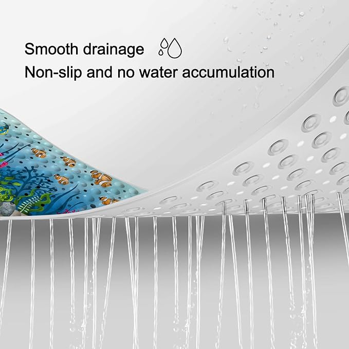 LNOND Sea Turtle Bath Mat for Tub for Kids, Ocean Bathtub Mat, Kids Bath Mats for Bathroom Non Slip with Drain Holes and Suction Cups,Machine Washable (40 X 16 Inch)