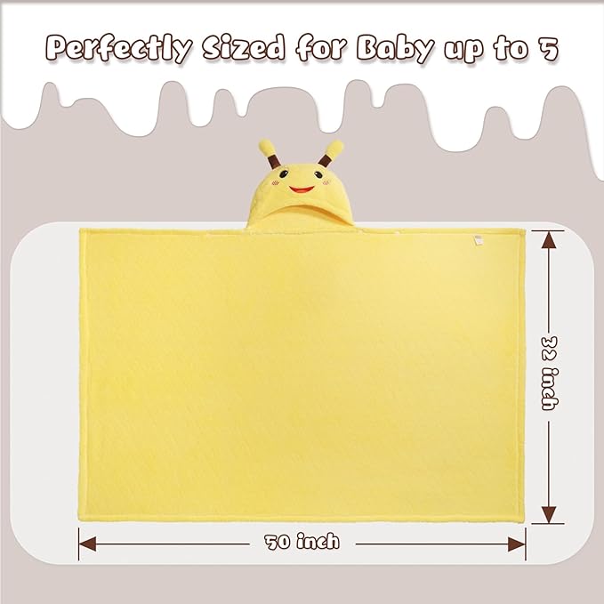 Hooded Towels for Kids,Toddler Bath Towel with Hood Age 0-5,2 Pcs Baby Bath Towels,Hooded Towels for Toddlers with 1-3 Large Size 50 * 32 Inch, Bath Towel for Kids,White&Yellow