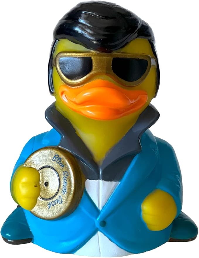 CelebriDucks - Blue Suede Duck - Floating Rubber Ducks - Collectible Bath Toy Gift for Kids & Adults of All Ages