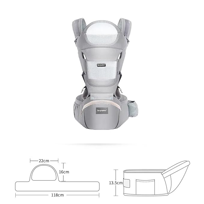 KIYUMI Baby Carrier with Hip Seat, Ergonomic M Position, Newborn to Toddler, Head Support and Breathable Mesh,Adjustable Removable 6- in-1 Baby Baby Sling Carrier (7-45 lbs) for Mom Dad, Red