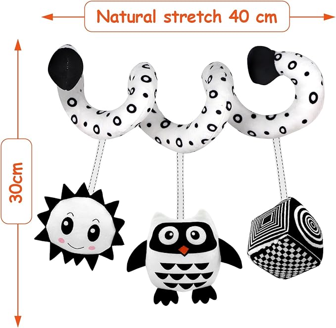 Baby Spiral Hanging Stroller and Car Seat Toys for Babies 0-6 Months Newborn Plush Activity Toys for Bed Bassinet Crib Baby Carrier Gifts (owl)