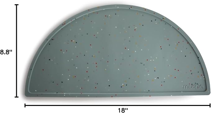 mushie Silicone Placemat for Kids | BPA-Free Non-Slip Design (Cambridge Blue Confetti)