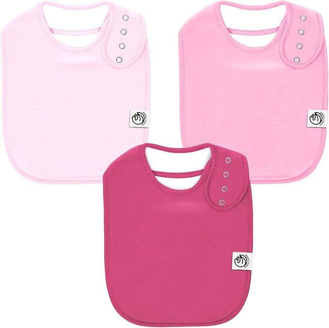 3 Pack Baby Bibs for Boys & Girls | Cotton, Absorbent Drooling & Teething Bib | Thick, Adjustable Snap-on