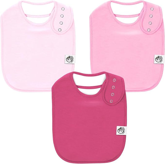 3 Pack Baby Bibs for Boys & Girls | Cotton, Absorbent Drooling & Teething Bib | Thick, Adjustable Snap-on