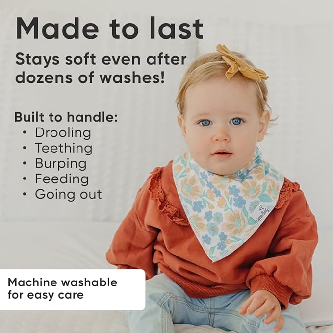 Copper Pearl 6 Pack Soft Cotton Baby Bibs for Drooling and Teething, Absorbent Drool Bibs for Baby Girl, Adjustable to Fit Newborns to Toddlers, Tons of Styles (Sophie Set)