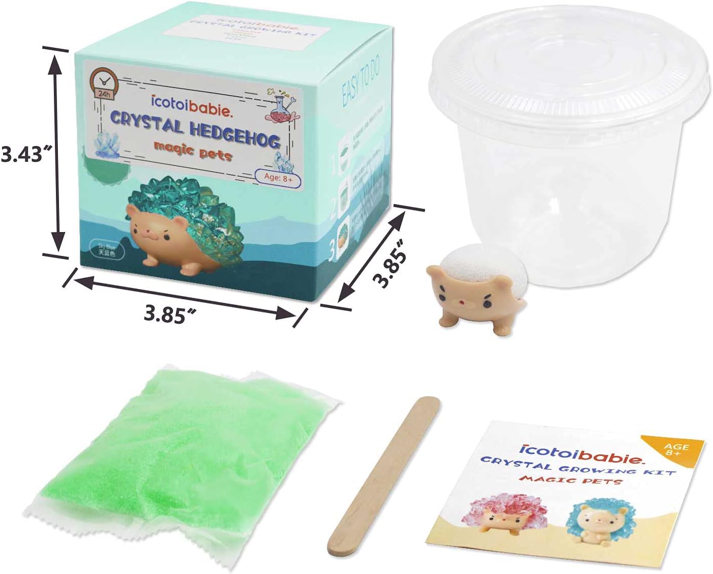 Crystal Growing Toys for Kids - Vibrant Colorful Crystal Hedgehog to Grow,Science Experiments Learning and Education for Kids STEM Gifts for Boys & Girls 8 years + (Moss Green)