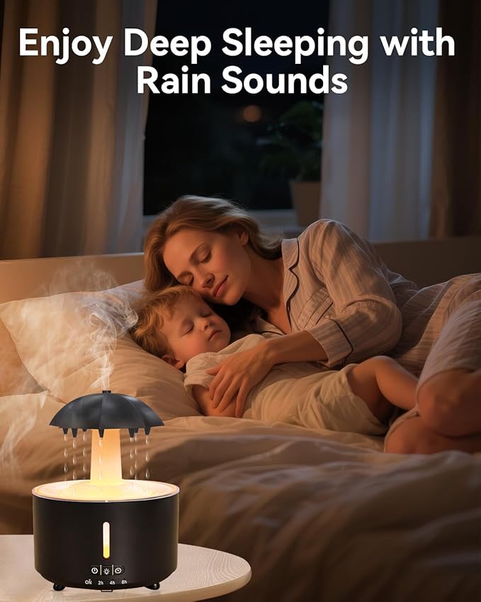 Missfly Aromatherapy Diffuser,Clouds and Cool Mist Humidifier,360° Rotatable,Super Quiet, Easy to Fill & Clean, Auto Shut-Off,300ml Humidifiers for Bedroom Home and Office (Black)