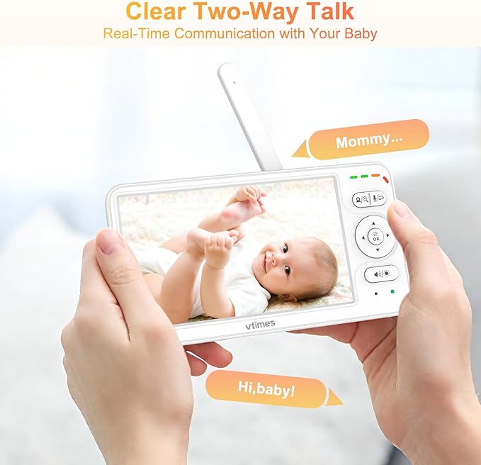 Baby Monitor with Camera and Audio, 6'' IPS Screen with 30-Hour Battery, Baby Monitor No WiFi Night Vision, ECO, 2-Way Audio, Pan-Tilt-Zoom, Baby Camera Monitor with 1000ft Range, Ideal Gift