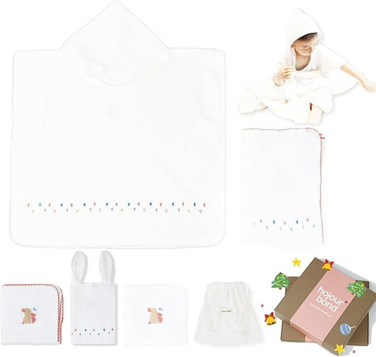 Poncho Muslin Towels for Kids Set of 6 for Embroidery,Baby Bath Towels with Muslin and Soft Terry Towel,24" x 24"Baby Beach Poncho with Seamless Pro Edge, Gifts for Boys and Girls