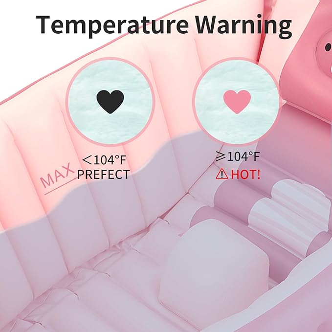 Swimbobo Inflatable Baby Bath Tub Portable Foldable Travel Mini Swimming Pool Helps Infants to Toddler Tub (Pink)