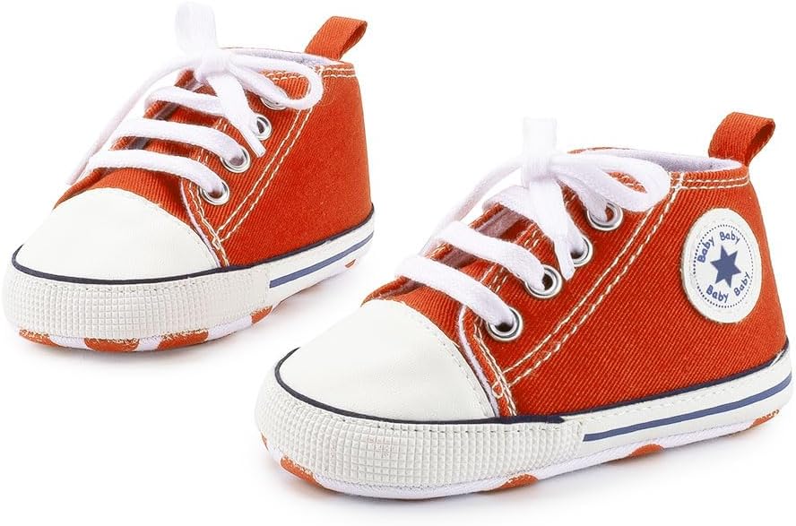 Meckior Baby Girls Boys Canvas Sneakers Soft Sole High-Top Ankle Infant First Walkers Crib Shoes