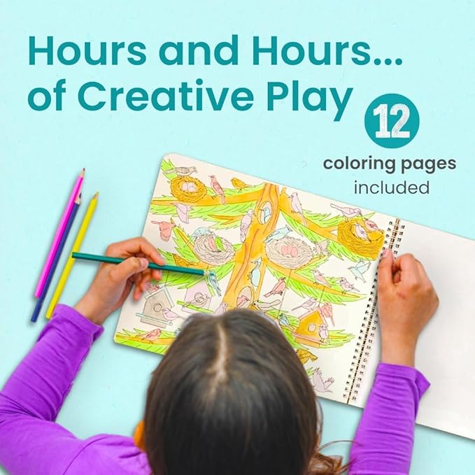 Cupkin Bird Sticker Book Activity for Kids, Toddler Airplane Travel Essentials, 500+ Parrot Stickers + 12 Scenes + 12 Coloring Book Pages, Bird Lover Kids Gift, Kid Crafts for Ages 2-8