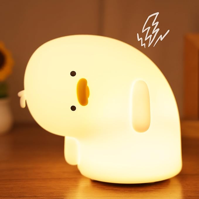 Attivolife Duck Night Light, Silicone Why Duck Lamp, Silica Gel Nursery Bedside Lamp with Dimmable Rechargeable, Best Decor for Bedroom Living Room Study, Creative Gift Idea for Baby Kids Friends