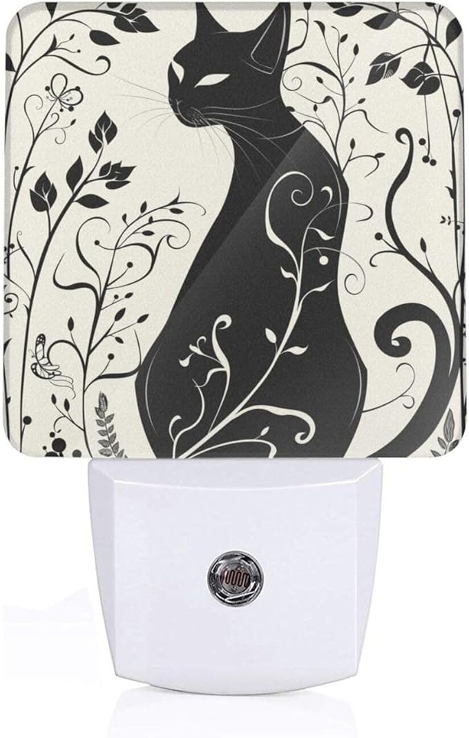 Led Night Light, Black Cat Decorative Plug in Nightlights,with Smart Auto Dusk to Dawn Night Light for Bedroom, Kitchen, Nursery, Bathroom