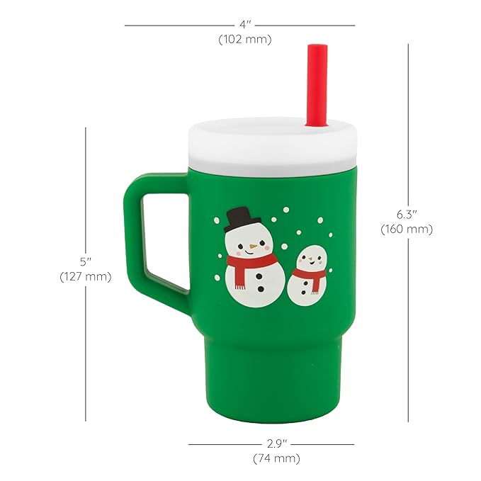 Infantino My 1st Tumbler, Silicone Sippy Cup with Straw & Handle, Spill-Resistant Baby Cup for On-the-Go, BPA-Free Transition Bottle, Snowman