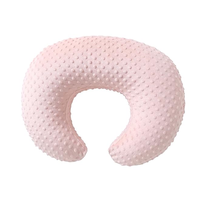 Nursing Pillow and Positioner, Breastfeeding, Bottle Feeding, Baby Sitting Support with Removable Ultra Soft Cover, Tummy Time Support for Baby Boys and Girls (Lightpink)