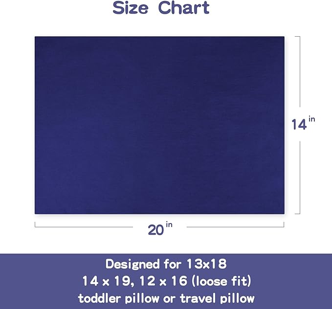 Organic Cotton Toddler Pillowcase 2 Pack, 14 x 20 Travel Pillow Case Cover for Babies, Kids, Boys and Girls, Soft and Breathable Small Pillow Cases with Envelope Closure, Navy Blue