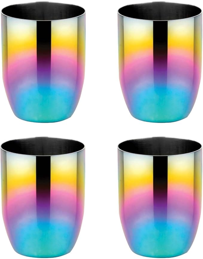 Ahimsa Stainless Steel Kids Cups - Pediatrician Designed Toddler Cup for Open Cup Training, 8oz, 100% BPA Free & Dishwasher Safe (Set of 4 Rainbow Cups)