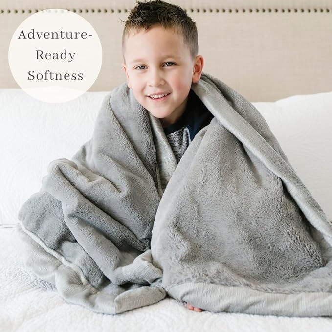SARANONI Luxury Lush Kids Blanket | Ultra-Soft & Cozy Plush Comfy Blankets for Kids & Teens | Gray - 40” x 60”