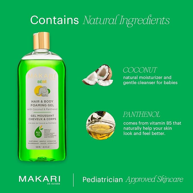 MAKARI Baby Care Set: Bebe Cleansing Milk (1000ml), Softness Care Baby Oil & Hair and Body Foaming Gel, Gentle, Nourishing, Hypoallergenic Skincare for Delicate, Sensitive Skin