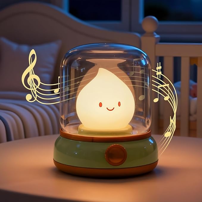 Smiley Lamp with Nature Noise, Cute Night Light & Candlelight, USB-C Rechargeable, Dimming, Fun Gifts for Adult Kids Teens