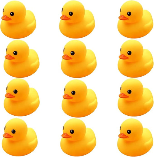 Preschool Bath Toys Rubber Floating Squeaky Baby Wash Shower Toy for Toddlers Kids Party Decoration 12 Pcs (Yellow Duck)