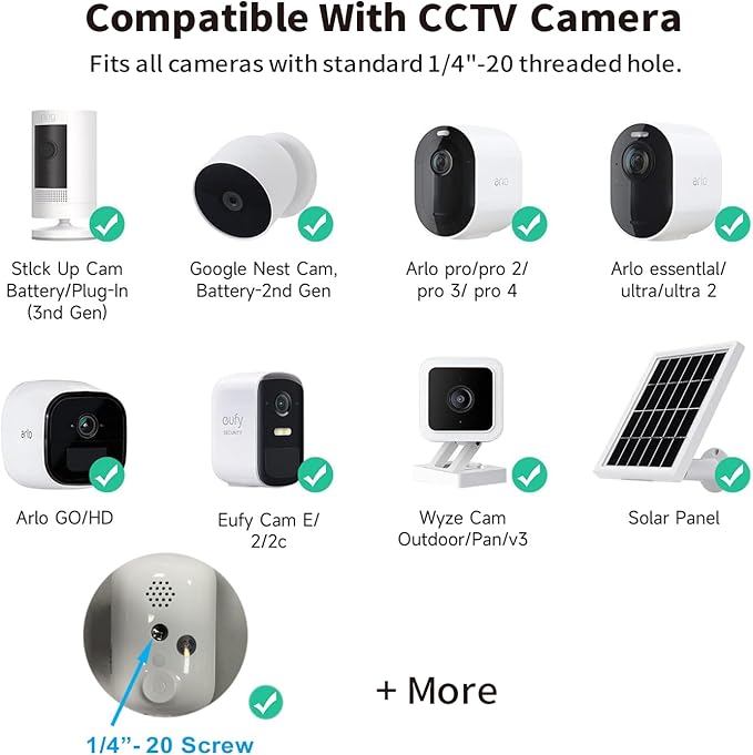 Universal Baby Monitor Wall Mount Holder, Compatible with HelloBaby HB65/HB6550/HB6558/HB66/HB248, ANMEATE SM935E/SM650/Bonoch/ChildsFarm/Eufy Baby Monitor, Adjustable Aluminum Alloy Mount, White