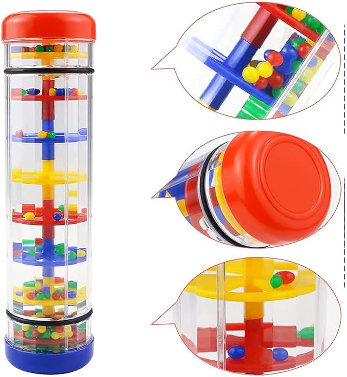 Rainmaker Baby Rain Stick Toys for Kids: 8 inch Rainstick Sensory Rattle Toys for Babies,Shaker Rainfall Tubes Musical Instrument -Red