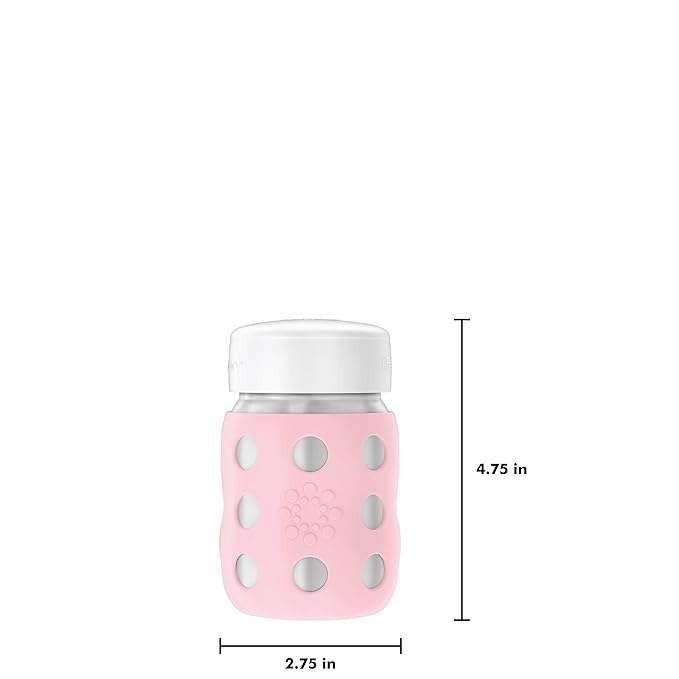 Lifefactory 8-Ounce Stainless-Steel Vacuum-Insulated Wide-Neck Baby Bottle with Flat Cap, Desert Rose (LS2231WDR4)