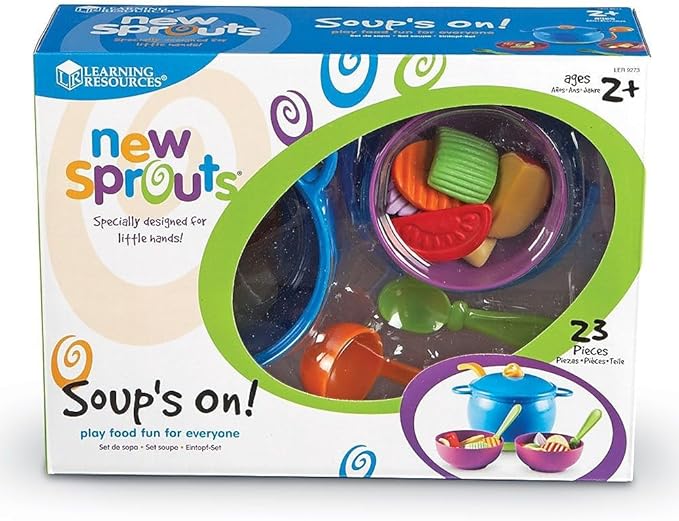 Learning Resources New Sprouts Soup's On! 23 Pieces, Ages 2+ Toddler Learning Toys, Pretend Play Food Set, Kitchen Toys for Kids