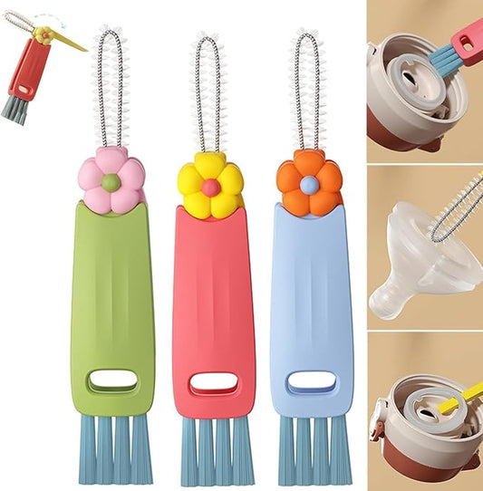 3 in 1 Cup Lid Cleaning Brush, 2025 Multifunctional Crevice Cleaning Brush for Bottle Gap Tight Spaces Cup, Cup Lid Gap Cleaning Brushes Set for All Kinds of Cups and Bottles (3Pcs)