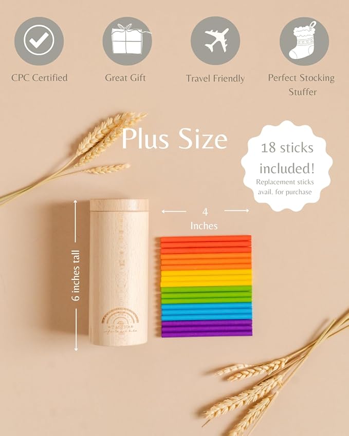 Sticks for Kids Plus Size, Montessori Toddler Toys for 1-3 Year Old, 1 Year Old Gift, Wooden Toys, Sensory Toys, Toddler Stocking Stuffer, Educational Games