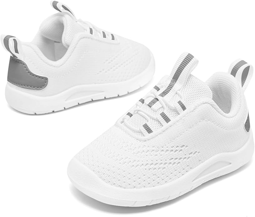 MORENDL Toddler Slip On Sneakers Baby Walking Shoes Non-Slip Breathable Unisex Pink Mesh Lace-Up Athletic Sneakers Infant Running Shoes