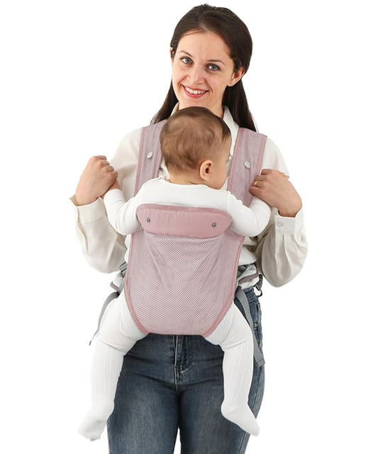 Baby Carrier Newborn Wrap,Ergonomic Infant Soft Carriers for Toddler 7-45 lbs,Adjust Back Strap/Waist Belt,4-in-1 Babe Carrier Front&Back,for Hiking Travel or Everyday Family Events-solid color (Pink)