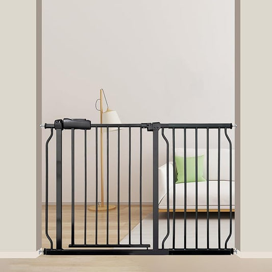 Baby Gates Extra Wide 43.5-48 Inch Wide Large Baby Gate for Stairs Tension Pet Dog Gates Indoor for Doorways No Drilling Pressure Mounted Pet Gates for Kids
