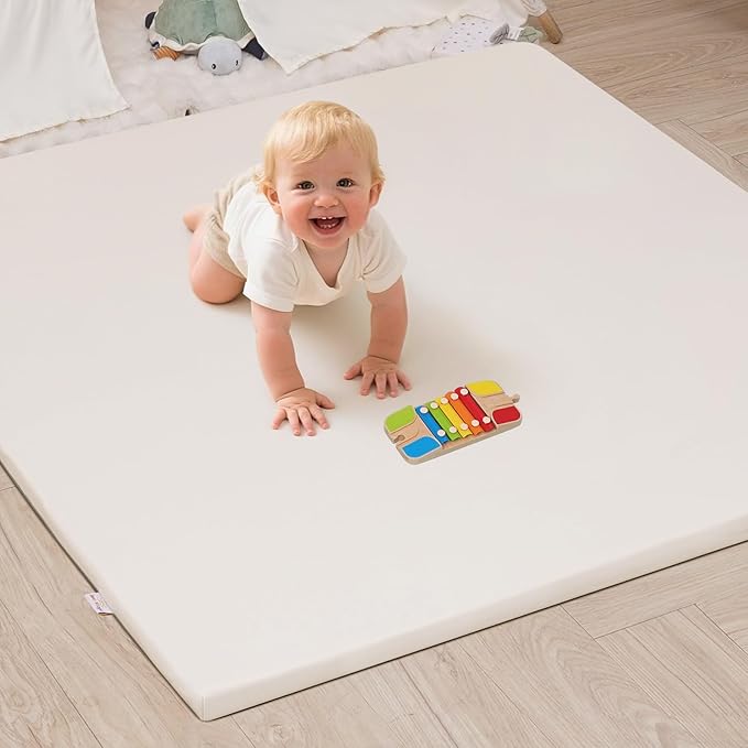 INNO STAGE Baby Play Mat 50x50 Inches, 1-Inch Thick Foam Play Mat for Babies & Kids – Extra Soft & Durable Padded Baby Mat for Floor, Non-Slip Crawling Mat for Playpen, Tummy Time, Yoga & Playroom