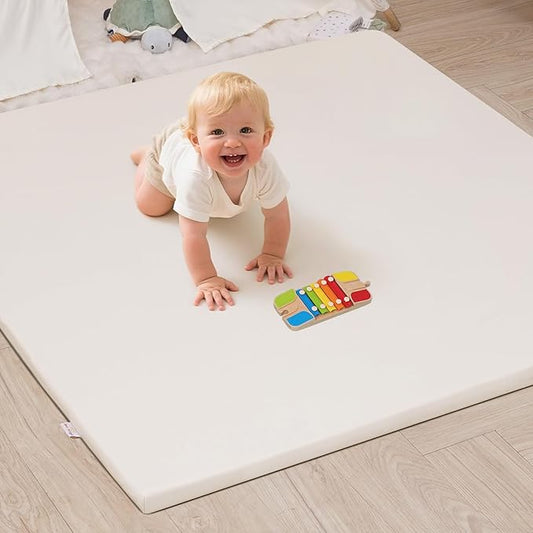 INNO STAGE Baby Play Mat 50x50 Inches, 1-Inch Thick Foam Play Mat for Babies & Kids – Extra Soft & Durable Padded Baby Mat for Floor, Non-Slip Crawling Mat for Playpen, Tummy Time, Yoga & Playroom