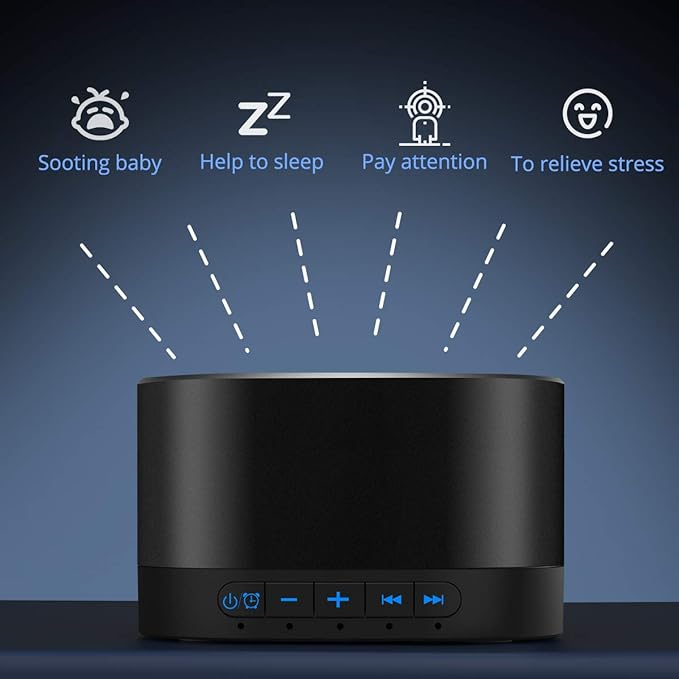 Magicteam White Noise Machine with 20 Non Looping Natural Soothing Sounds Memory Function 32 Levels of Volume Powered by AC or USB and Sleep Sound Timer Therapy for Baby Kids Adults Black