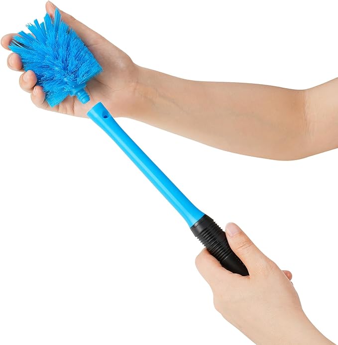 2-in-1 Water Bottle Brush and Straw Cleaner Brush, Long Handle Scrub Brush with Replaceable Head for Water Bottles, Glasswares, Mugs, Flasks, Tumblers, Vases, and Kitchen Sink, Breezy Blue