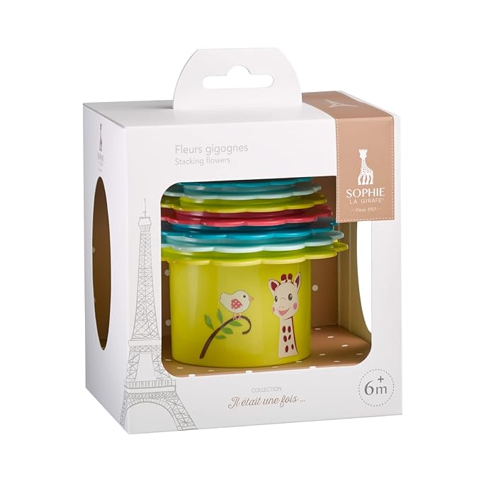 Sophie la girafe Stacking Flowers | 8 Colorful Flower-Shaped Nesting Cups | Stack, Play & Learn
