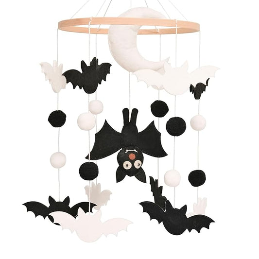 Bat Baby Mobile, Gothic Mobile for Crib, Halloween Crib Mobile for Boys and Girls, Gothic Nursery Mobile for Bassinet, Bat, Moon
