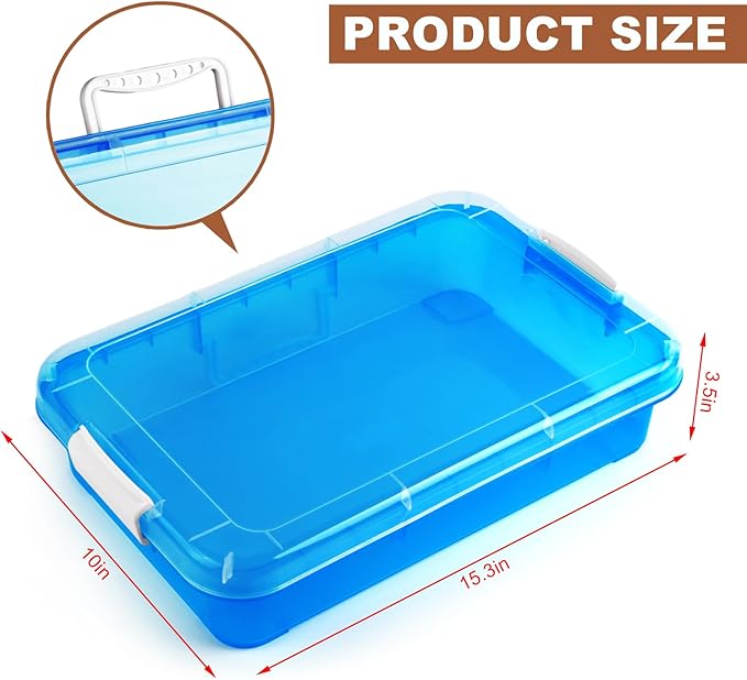 15 Inch Portable Sensory Bin Play Tray with Lid, Fill with Water, Sand, Beads and More (Blue)