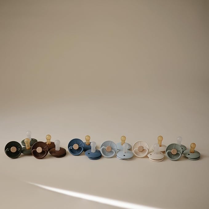 FRIGG Little Viking Natural Rubber Baby Pacifier 2-Pack | Made in Denmark | BPA-Free (Ocean View/Cream, 6-18 Months)