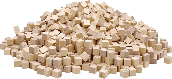 1cm Wood Blocks for Crafts, 500Pcs Unfinished Wood Cubes, Natural Pine Small Wood Square Blocks, Wooden Cubes for Arts Crafts and DIY Projects ﻿