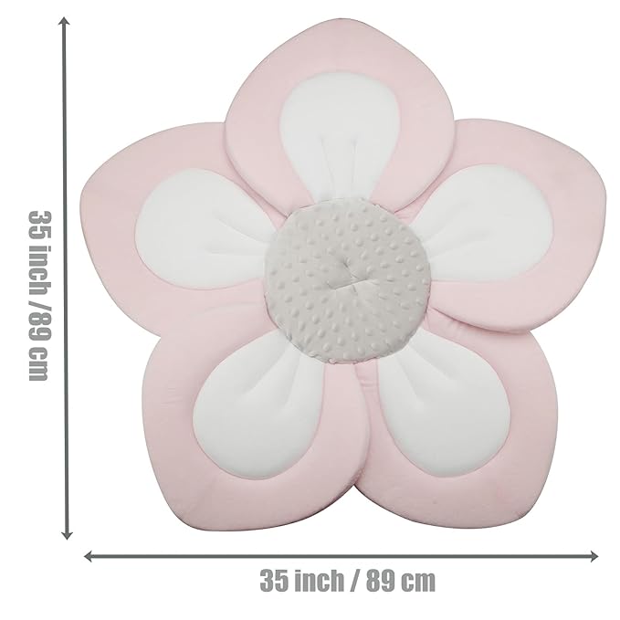 PandaEar Baby Bath Pad for Infant Newborn | Soft Flower 5 Petals for Sink Bathtub Essentials Shower Gift (Pink)