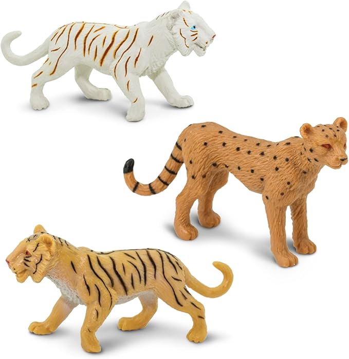 Safari Ltd. Big Cats TOOB - 9 Mini Figurines Including Lion, Tiger, White Tiger, Jaguar, Black Jaguar, Mountain Lion, Cheetah, Leopard, and Ocelot - Educational Toy For Boys, Girls & Kids Ages 3+