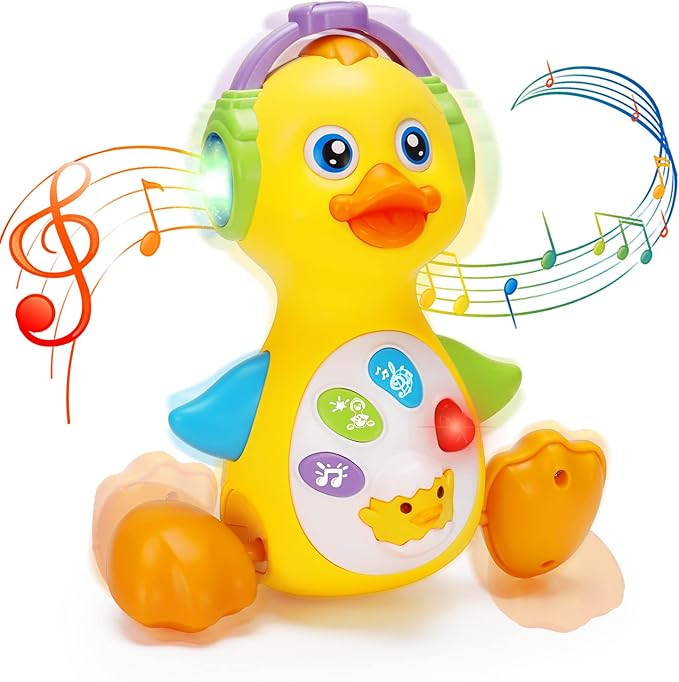 Tsomtto Baby Musical Duck Toy Dancing Crawling Tummy Time, Light Up Infant Toys Birthday for Boys Girls Baby Learning Development Newborn Toddler Toys