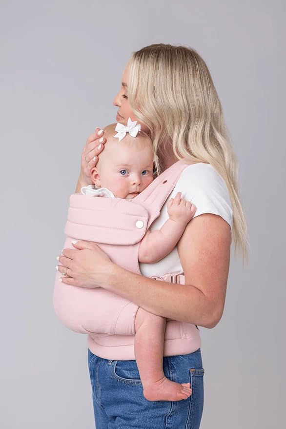 Mabē Monarch Ergonomic Baby Carrier – Premium Cotton Soft Structured Newborn to Toddler Carrier with Hip-Healthy Design, 3 Carry Positions (7-35lbs), Lightweight & Breathable, (Blush Dawn)